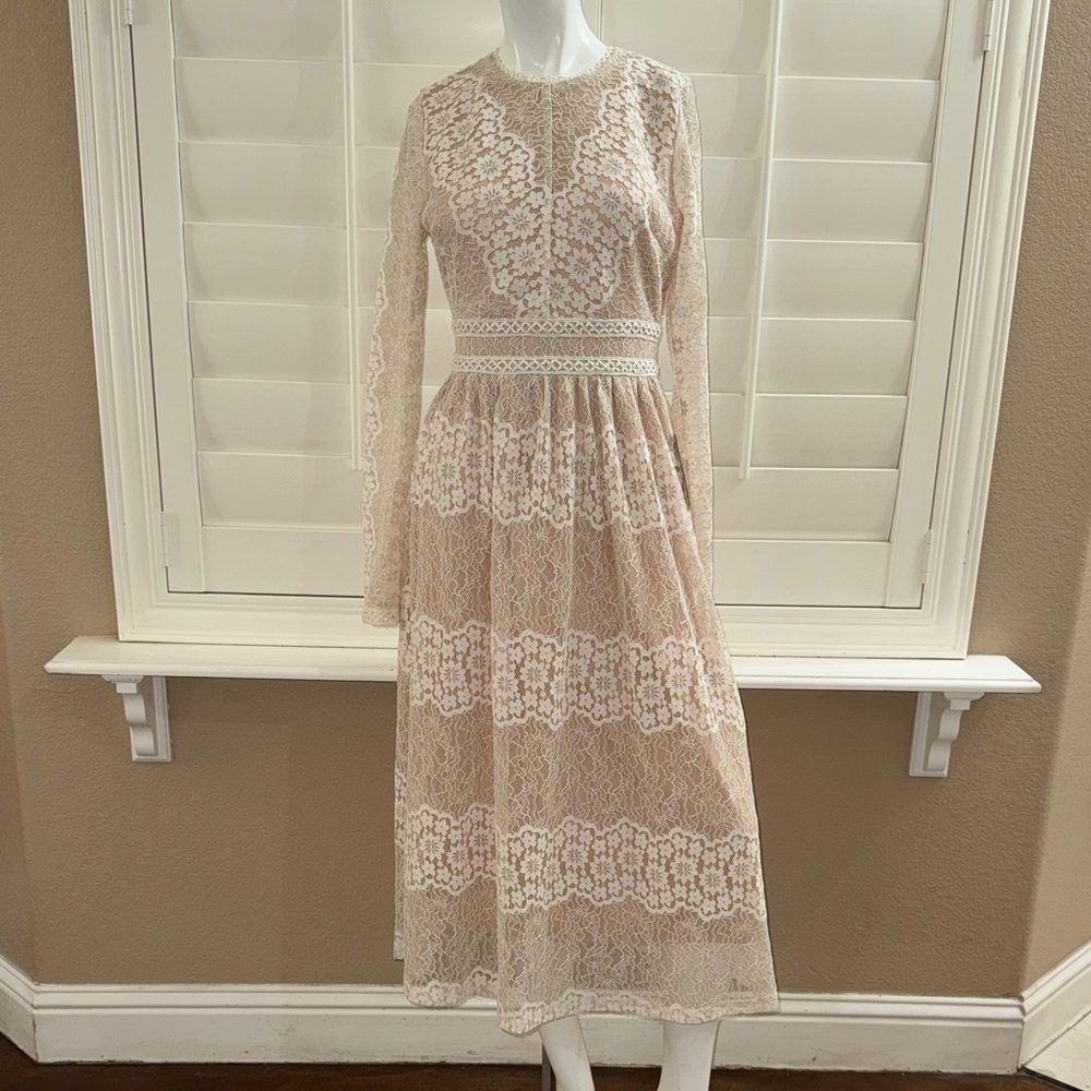Bohme Lace Midi Dress Cream